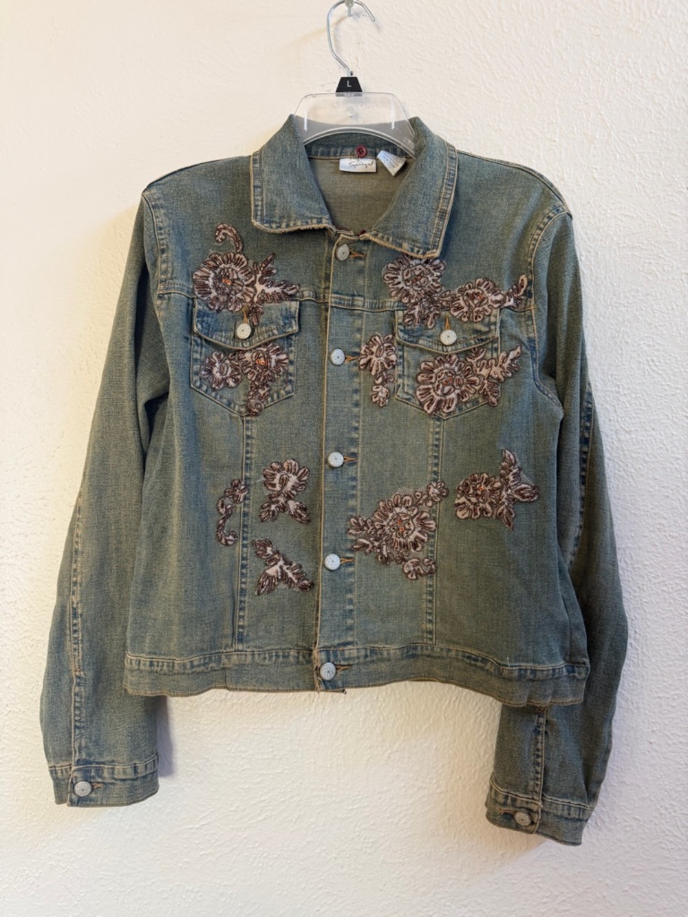 Vintage Spiegel denim floral beaded jacket